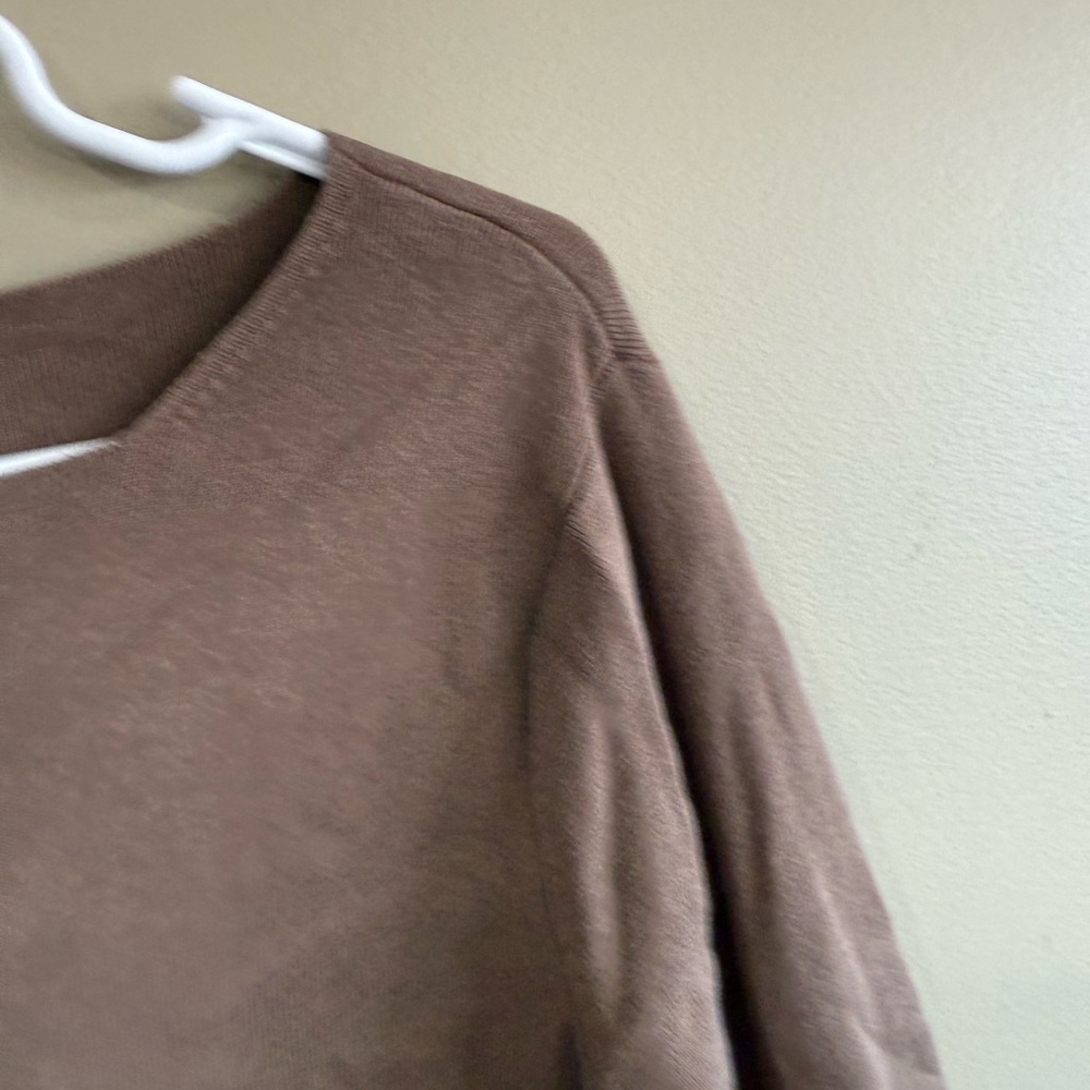 Coldwater Creek Brown 3/4 Sleeve Silk Blend Sweater - Picture 4 of 7